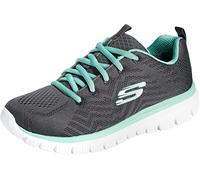 Skechers Women's Graceful Get Connected Sneaker – Charcoal Mesh Green Trim – UK 8