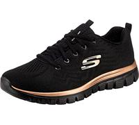 Skechers Women's Graceful Get Connected Sneaker, Black Mesh Rose Gold Trim, 4.5 UK
