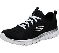 Skechers Women's Graceful Get Connected Sneaker - Black Mesh White Trim - UK 2