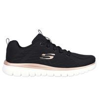 Skechers Women's Graceful - Get Connected Sneaker in Black/Gold, Size 6 | Textile/Synthetic, Vegan, Machine Washable