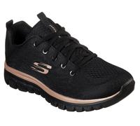 Skechers Women's Graceful - Get Connected Sneaker in Black/Rose Gold, Size 6 | Textile/Synthetic, Vegan, Machine Washable