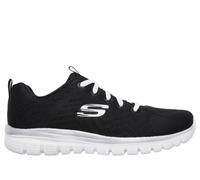 Skechers Women's Graceful Get Connected Sneaker, Black Mesh White Trim, 2 UK