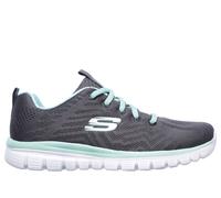 Skechers Women's Graceful - Get Connected Sneaker in Charcoal/Green, Size 9 | Textile/Synthetic, Vegan, Machine Washable
