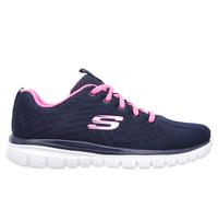 Skechers Women's Graceful - Get Connected Sneaker in Navy Blue/Hot Pink, Size 6.5 | Textile/Synthetic, Vegan, Machine Washable
