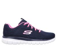 Skechers Women's Graceful - Get Connected Sneaker in Navy Blue/Hot Pink, Size 7 Wide | Textile/Synthetic, Vegan, Machine Washable