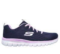 Skechers Women's Graceful - Get Connected Sneaker in Navy Blue/Pink, Size 7 | Textile/Synthetic, Vegan, Machine Washable