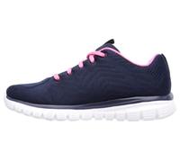 Skechers Women's Graceful Get Connected Sneaker, Navy Mesh Hot Pink Trim, 6 UK
