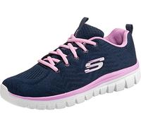Skechers Women's Graceful Get Connected Sneaker, Navy Mesh Pink Trim, 4 UK