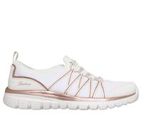 Skechers Women's Graceful - Purecrush Sneaker in White/Rose Gold, Size 9 | Textile/Synthetic, Vegan, Machine Washable