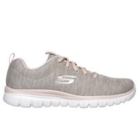 Skechers Women's Graceful - Twisted Fortune Sneaker in Natural/Coral, Size 7 | Textile/Synthetic, Vegan, Machine Washable