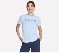 Skechers Women's Gradient Short Sleeve T-Shirt in White/Lavender, Size Small | Cotton/Polyester