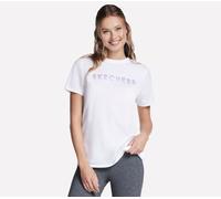 Skechers Women's Gradient Short Sleeve T-Shirt in White, Size Medium | Cotton/Polyester