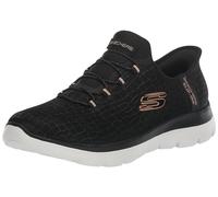 Skechers Women's Hands Free Slip-ins Summits Classy Night Sneaker, Black Rose Gold, 3.5 UK