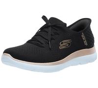 Skechers Women's Hands Free Slip-ins Summits Classy Night Sneaker, Black Rose Gold, 8 UK Wide
