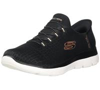 Skechers Women's Slip-ins: Summits - Classy Night Sneaker in Black/Rose Gold, Size 4 | Textile/Synthetic, Vegan, Machine Washable