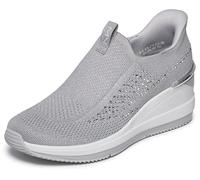 Skechers Women's Hands Free Slip-ins: the Triple Wegw - Glimma Wedge Sneaker By Mark Nason, Silver, 9