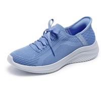 Skechers Women's Hands Free Slip-ins Ultra Flex 3.0-Brilliant Path, Periwinkle Knit/Pink Trim, 5 UK