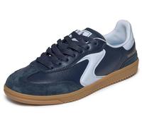 Skechers Women's Hotshot Kickoff Sneaker, Navy Duraleather/Leather/Light Blue Trim, 4 UK