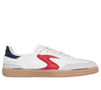 Skechers Women's Hotshot - Living Luxe Sneaker in White/Navy Blue, Size 5 | Synthetic/Leather