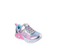 Skechers Women's Infinite Heart Lights Heart Jewels Trainer in Silver | Size: 1.5 Skechers Silver 1.5