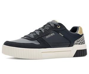 Skechers Women's Jade Lustrous Luxury Sneaker, Black Duraleather/Multi Trim, 3 UK