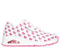 Skechers Women's Jason Naylor: UNO - Live Life Colourfully Wedge in White/Pink, Size 7 | Synthetic/Textile