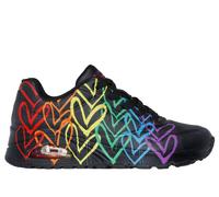 Skechers Women's JGoldcrown: Uno - Full Of Love Sneaker in Black, Size 4 | Synthetic/Textile