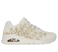 Skechers Women's JGoldcrown: UNO - Golden Heart Sneaker in Natural/Gold, Size 7 | Synthetic/Textile