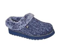 Skechers Women's Keepsakes Ice Angel Slipper, Navy/Blue Cable Knit Sweater/Faux Fur Trim, 8 UK