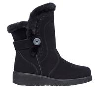 Skechers Women's Keepsakes Wedge - Cosy Peak Boots in Black, Size 4.5 | Leather/Textile/Wood