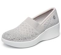 Skechers Women's Martha Stewart Pier Lite-Reflection Loafer, Light Grey Silver, 10