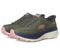 Skechers Women's Max Cushioning Zirrus Trekking Low Cut Shoes, Olive Textile/Synthetic Pink Trim, 4 UK