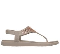 Skechers Women's Meditation Luxe - Modern Event Sandals in Taupe, Size 3 | Textile, Vegan