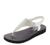 Skechers Women's Meditation-Rockstar Flip-Flop, White Opulent Garden, 5 UK