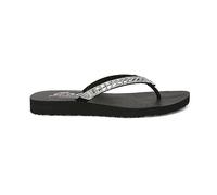 Skechers Women's Meditation Sneaker, Black Mitobuck/Silver Rhinestone Trim, 4 UK