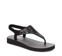 Skechers Women's Meditation-Sweet Rock Flip-Flop, Blk/Blk, 9 US