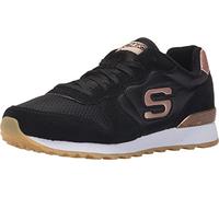 Skechers Women's Og 85 Gold'n Gurl Trainers, Black Suede Nylon Mesh Rose Gold Trim, 8 UK