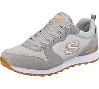 Skechers Women's Og 85 Gold'n Gurl Trainers, Light Gray Suede Nylon Mesh Rose Gold Trim, 4 UK