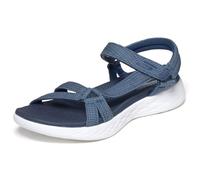Skechers Womens On-the-go 600 Brilliancy Ankle Strap Sandals, Navy Textile Trim, 2 UK