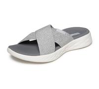 Skechers Women's On-the-go 600 - Glistening Slide Sandal,Silver Textile,9 UK
