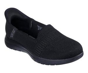 Skechers Women's On-The-Go Flex Camellia Slip-On Sneakers, Black Textile, 5.5 UK