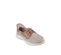 Skechers Women's On-The-Go Flex Palmilla Slip-On Sneakers, Taupe Textile, 4 UK