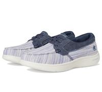 SKECHERS Women's On-The-go Flex Radiant Striped Metallic Canvas Boat Shoe, Navy, 7 UK