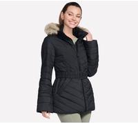 Skechers Women's On-the-GO GO SHIELD Cosy Fit Belted Parka in Black, Size Small | Polyester