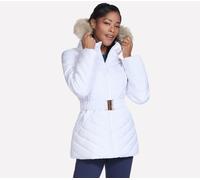 Skechers Women's On-The-GO GO SHIELD Cosy Fit Belted Parka in White, Size XL | Polyester