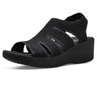 Skechers Women's Parallel Lite-Dreammaker Wedge Sandal, Black/Black, 7.5