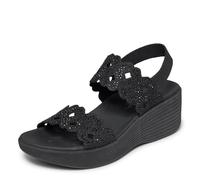 Skechers Women's Parallel Lite-Sassy DayZ 2.0 Wedge Sandal, Black/Black, 5.5