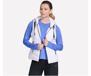 Skechers Women's Performance Elite Cosy Fit Hooded Vest in White, Size XS | Polyester