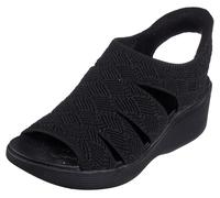 Skechers Women's PIER-LITE-Memory Maker Wedge Sandal, Black/Black, 7