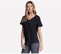 Skechers Women's Pima V-Neck T-Shirt in Black, Size Medium | Pima Cotton/Spandex